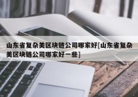 山东省复杂美区块链公司哪家好[山东省复杂美区块链公司哪家好一些]